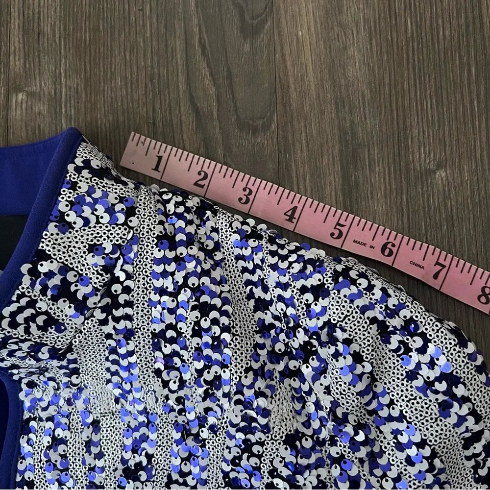 Carlisle Bluish Purple Sequin Evening Blazer Jacket - Picture 14 of 15
